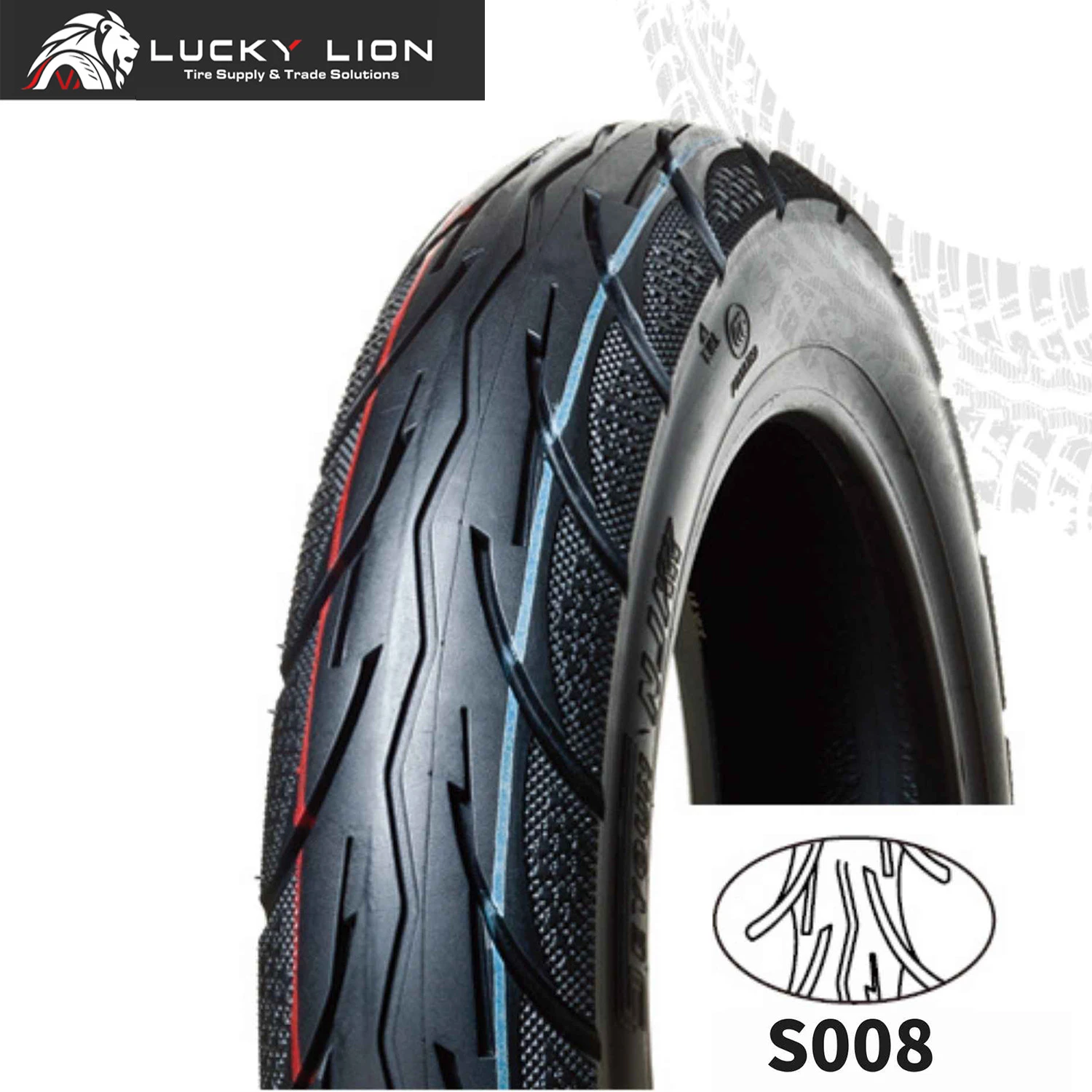 Lucky Lion S008 Deep-Groove 10-Inch Motorcycle Tire