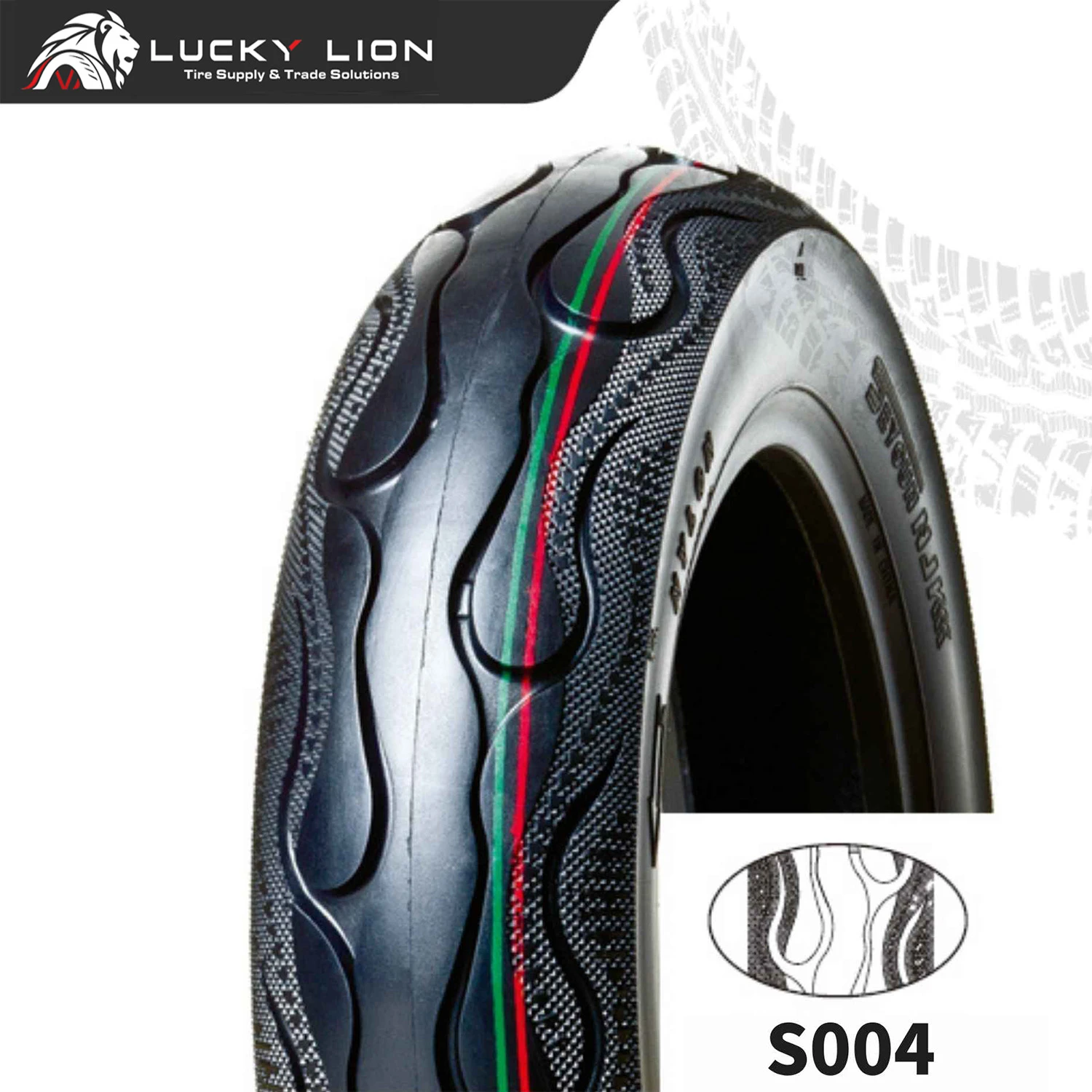 Lucky Lion S004 Flame-Pattern Sport Motorcycle Tire